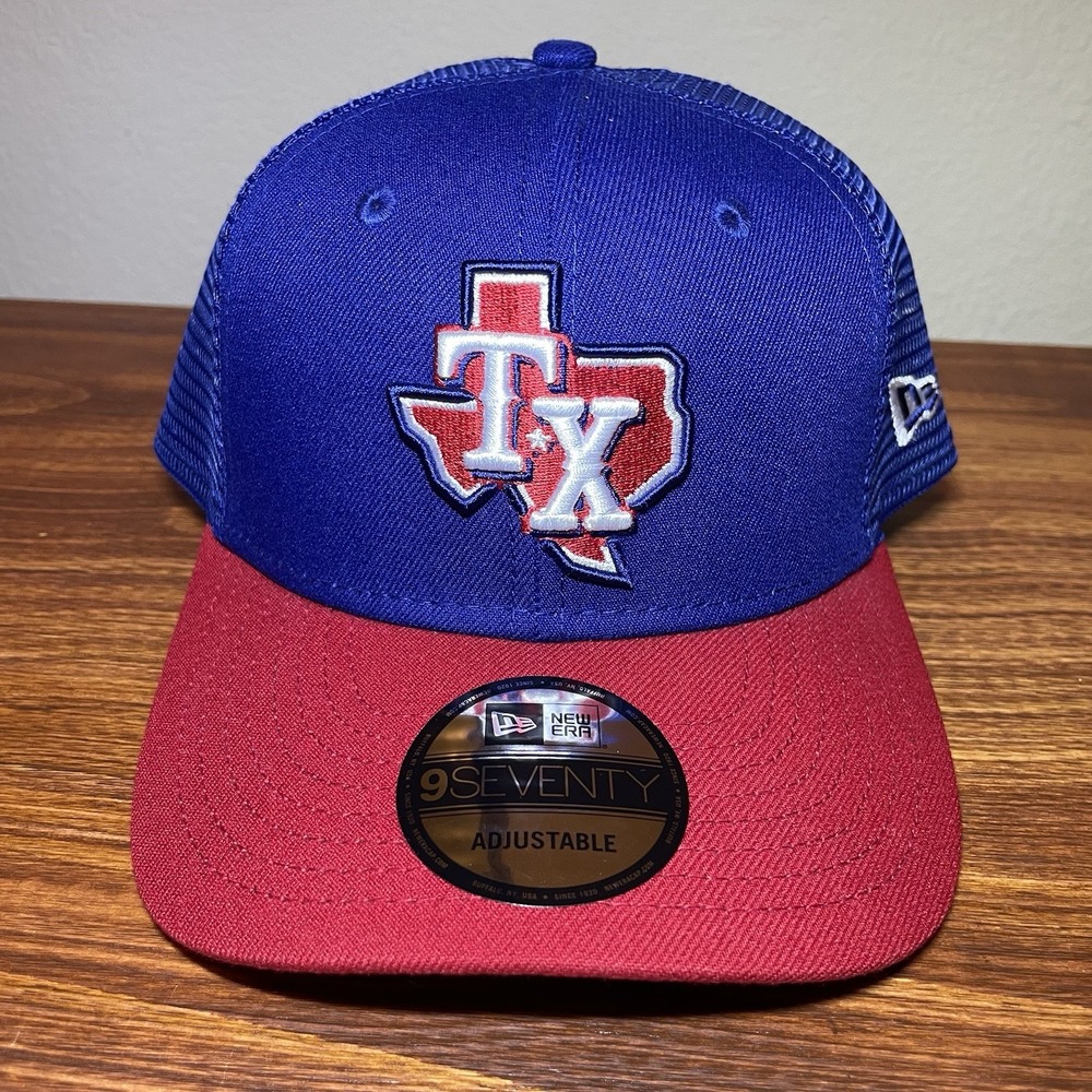 Texas Rangers New Era 9SEVENTY Snapback Trucker Mesh Hat MLB Cap Red Blue RARE